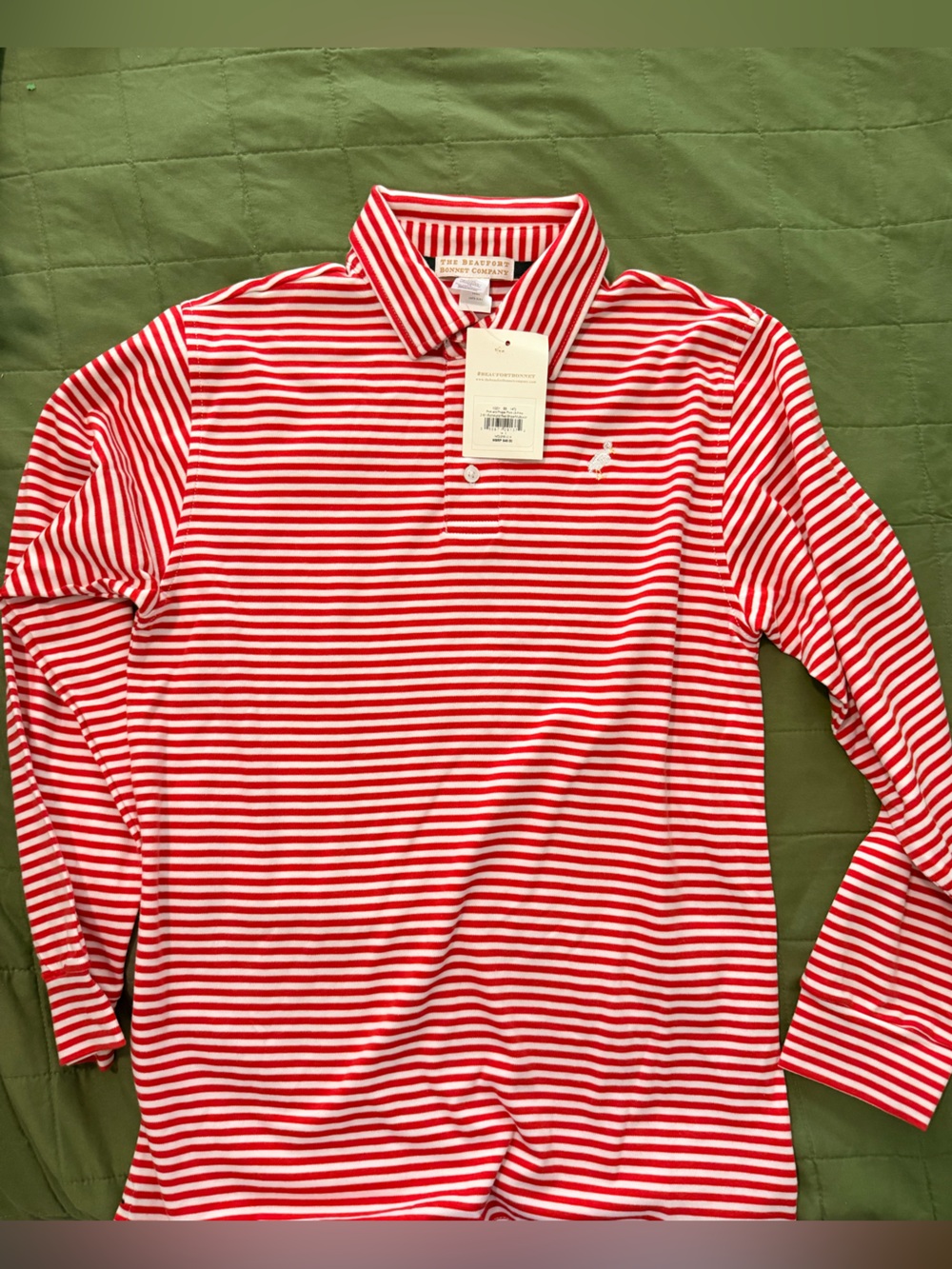 The Beaufort Bonnet Company Red and White Striped Polo NWT sz 14